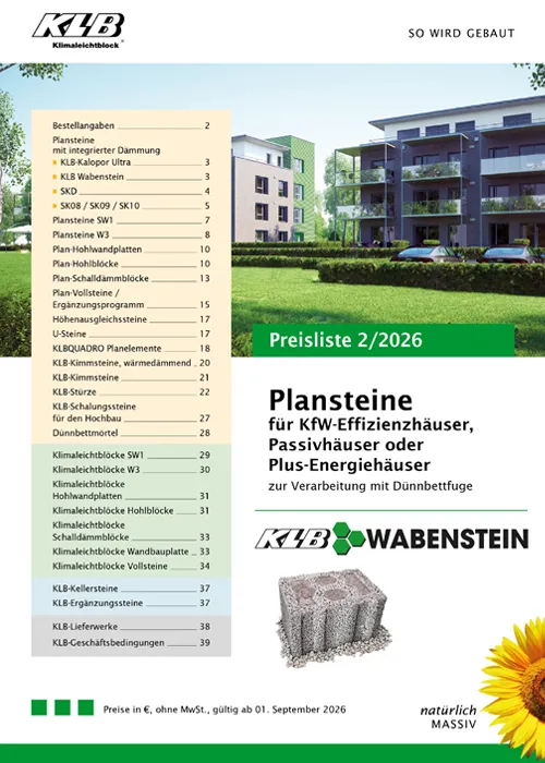 Preisliste Mauerwerk Gesamt 2 / 2026